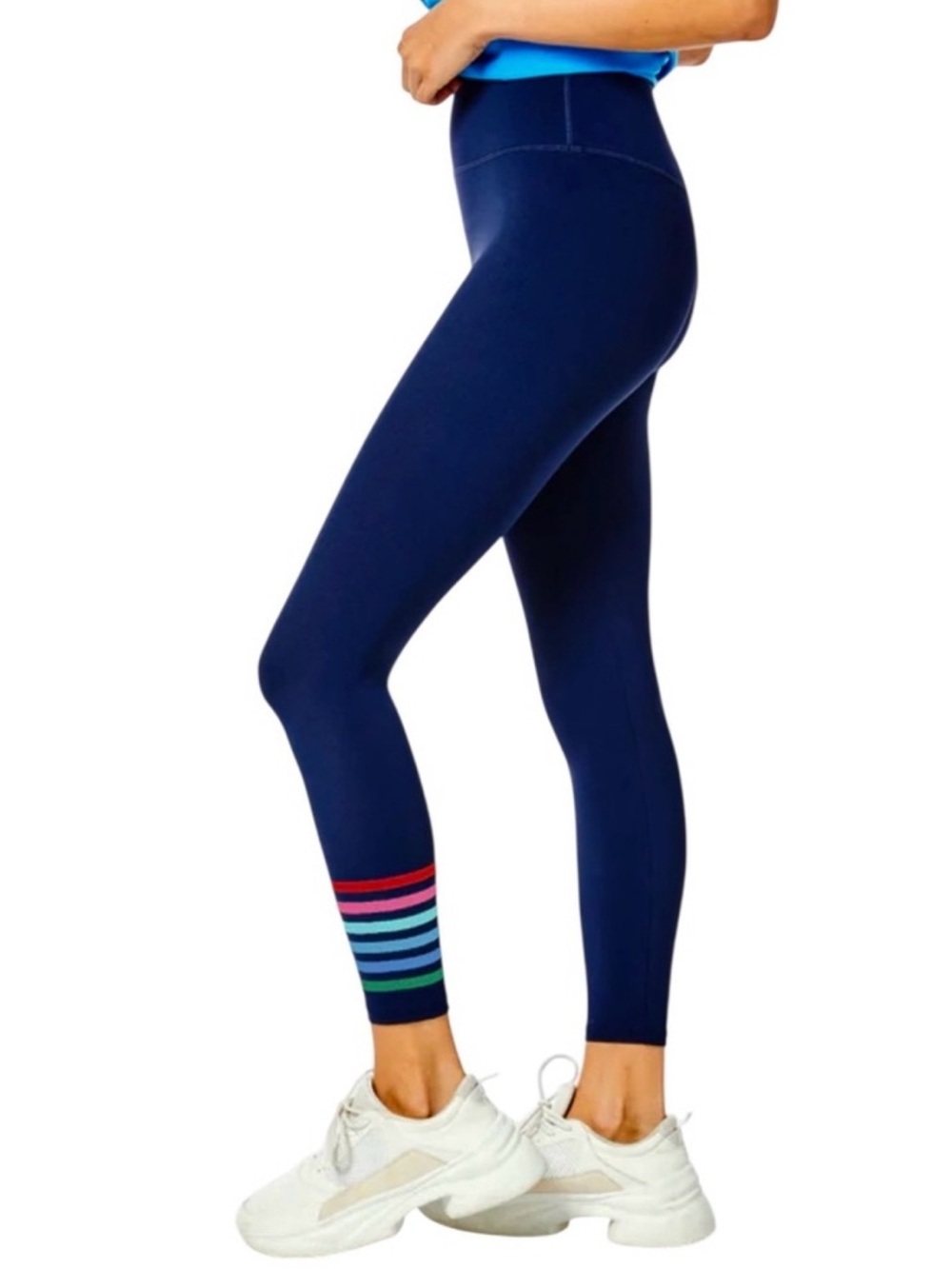 Tuckernuck Addison Bay Leggings in 
Navy Rainbow Stripe Athleisure Preppy.  6